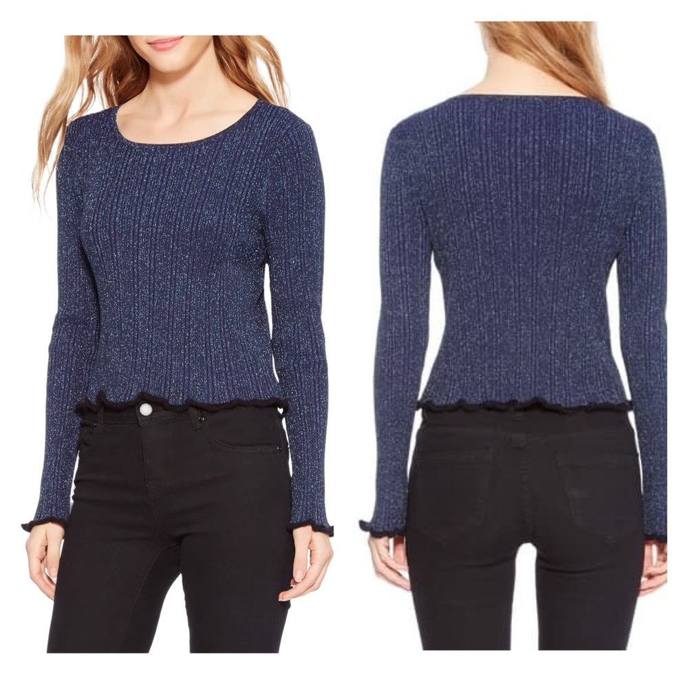 Parker Hillary Sparkly Green Blue Fuzzy Sweater